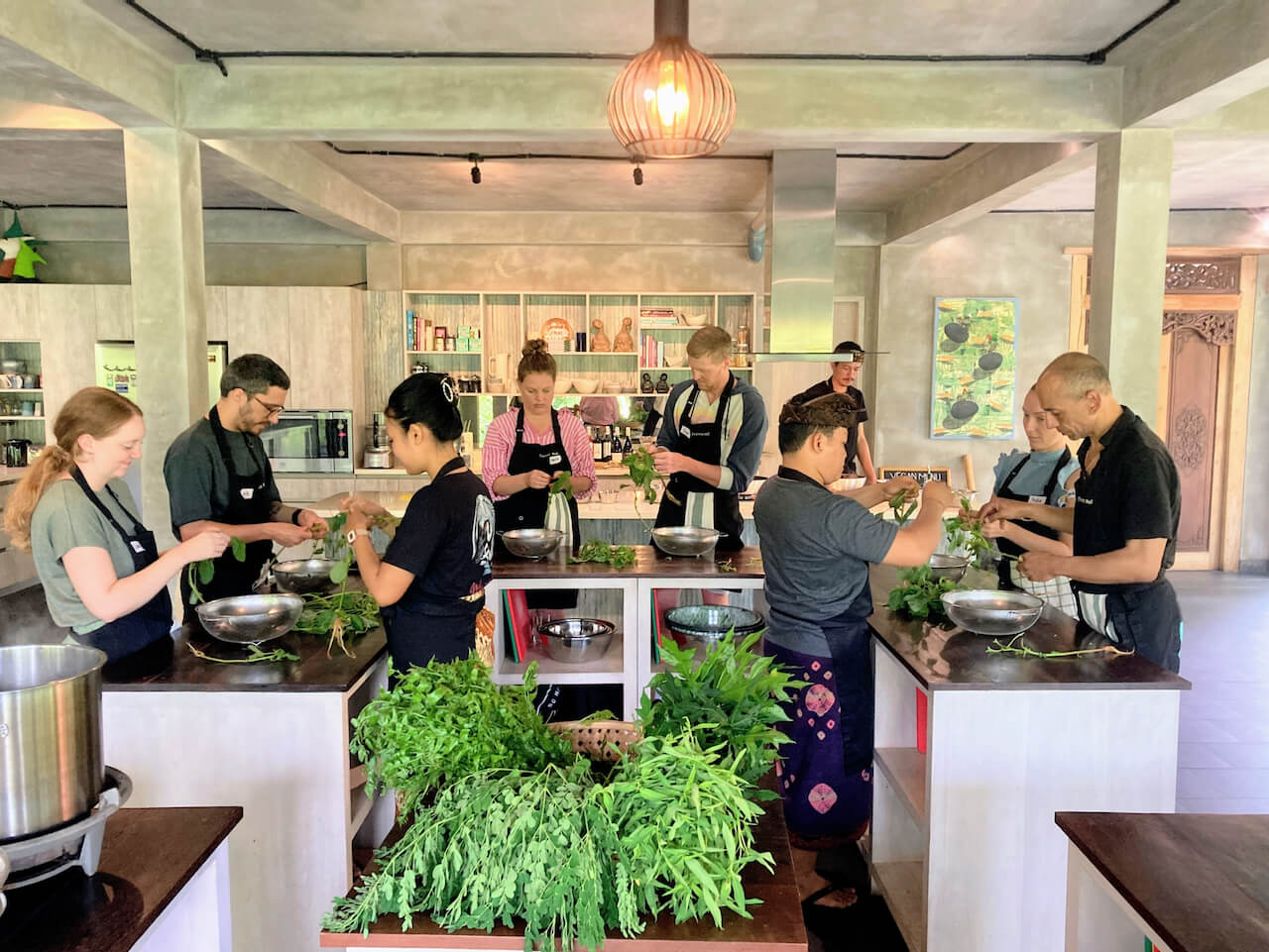 Pure Plant Balinese Vegan Class picking organic vegetables.